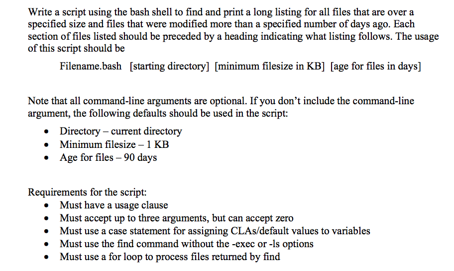 Write A Script Using The Bash Shell To Find And Print | Chegg.Com