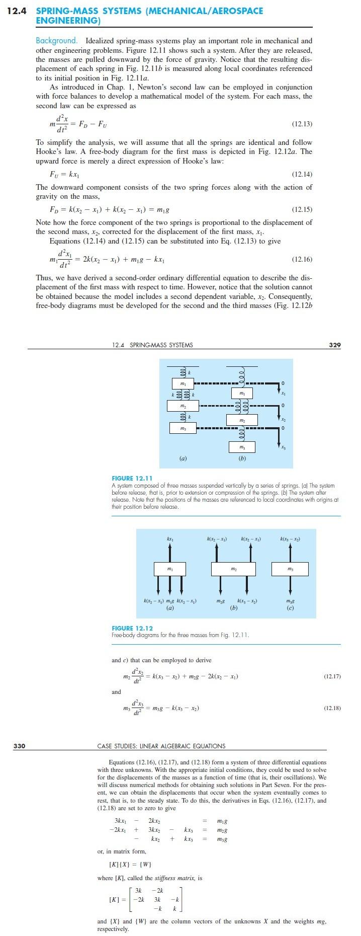 Solved Solve the Case Study 12.4 Spring-Mass Systems on page | Chegg.com