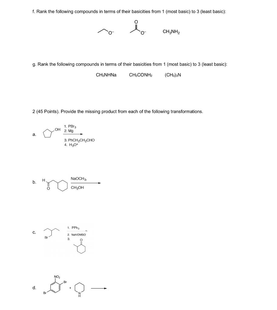 Solved F. Rank The Following Compounds In Terms Of Their | Chegg.com