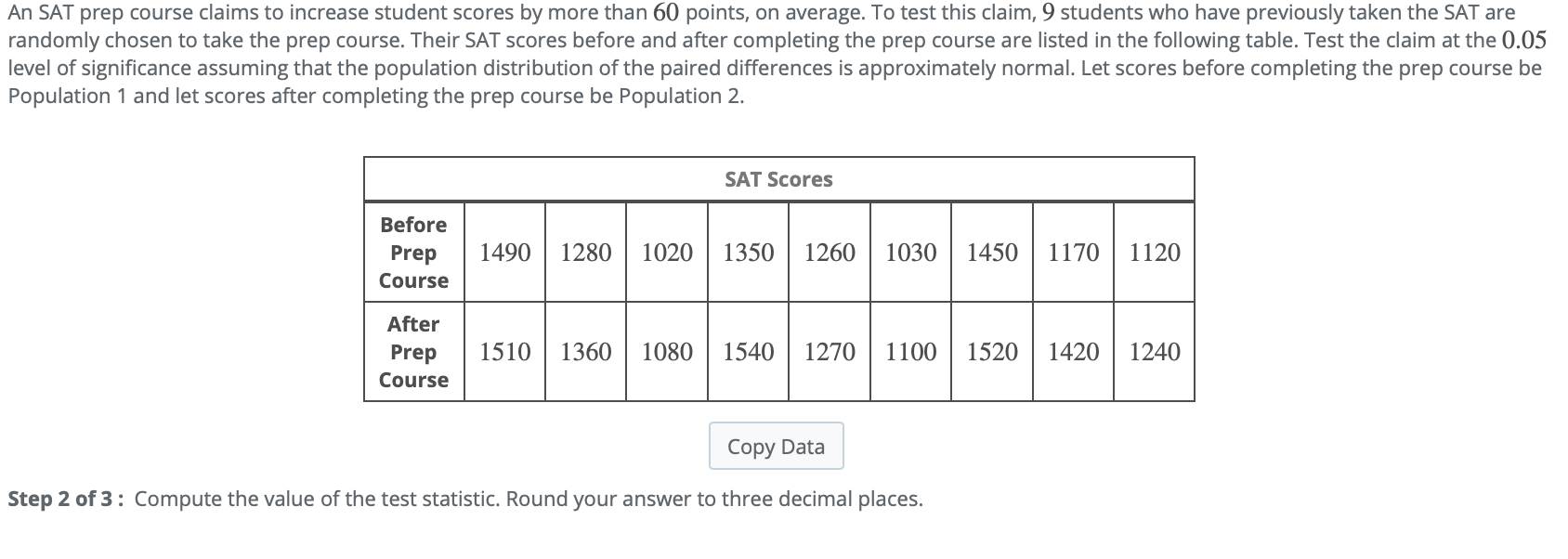 Solved An SAT prep course claims to increase student scores