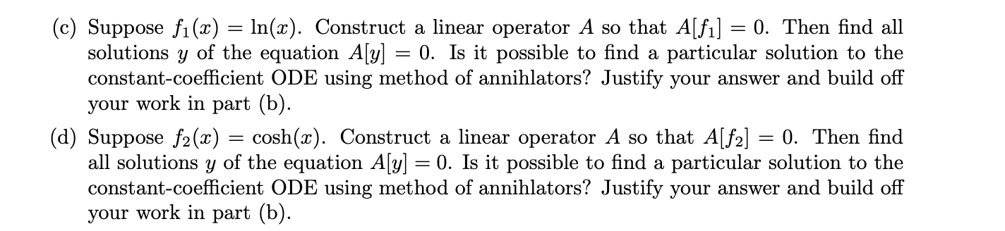 Solved (c) Suppose fi(x) = ln(x). Construct a linear | Chegg.com
