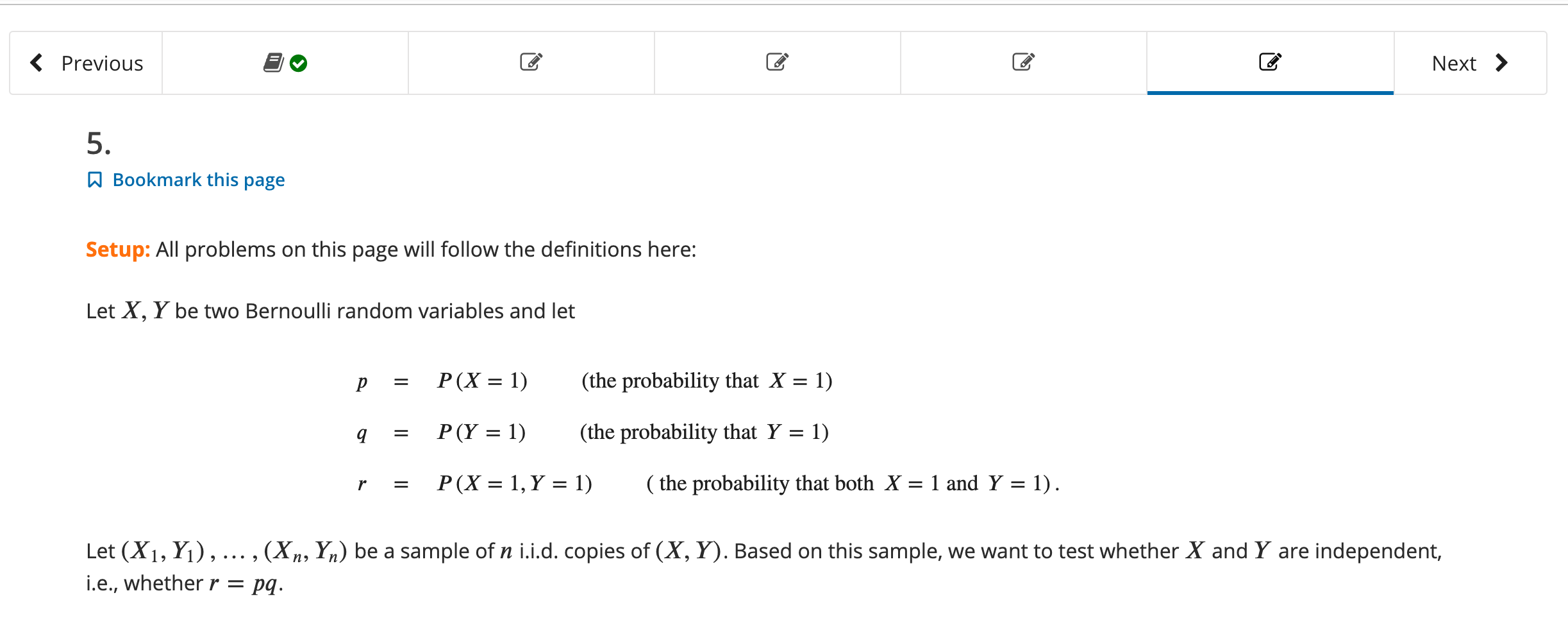 Solved Test For Independence 2 0 Points Possible Graded Chegg Com