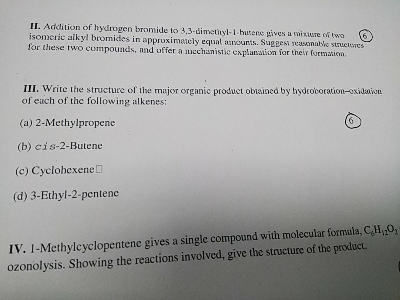 Solved II. Addition Of Hydrogen Bromide To | Chegg.com