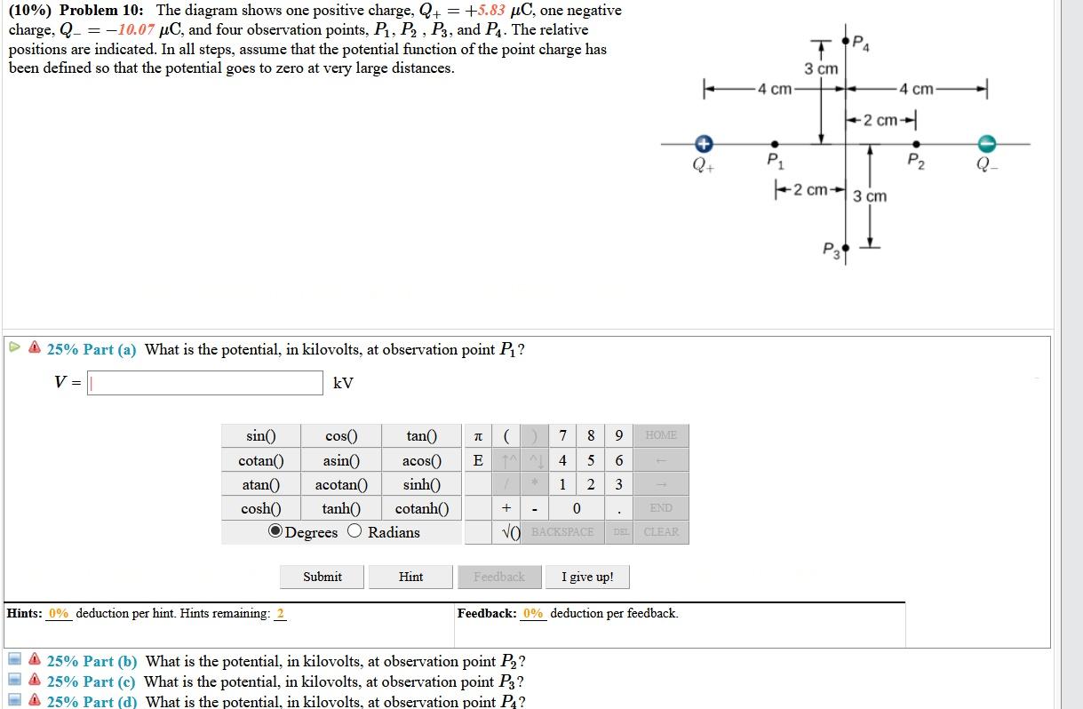 Solved (10%) Problem 10: The diagram shows one positive | Chegg.com