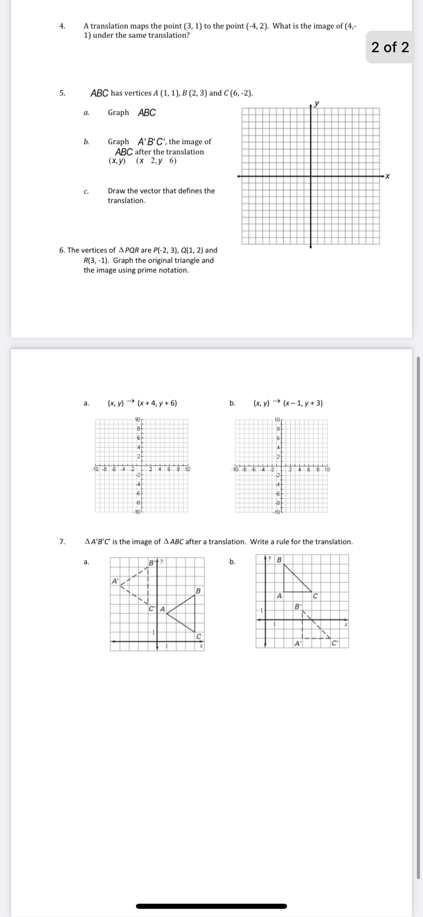 Solved 7:55 7 Х Translation Homew... Geometry 1 Homework # 2 | Chegg.com