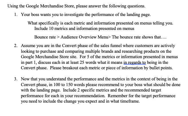 Using The Google Merchandise Store Please Answer The Chegg Com