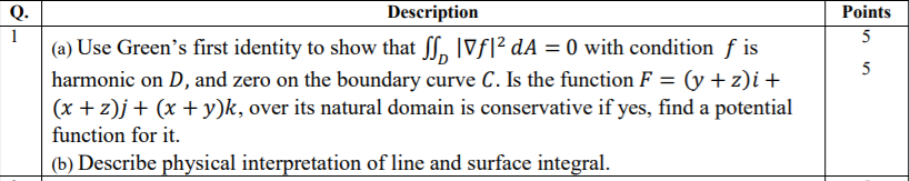 Solved Q. 1 Points 5 5 Description (a) Use Green's first | Chegg.com