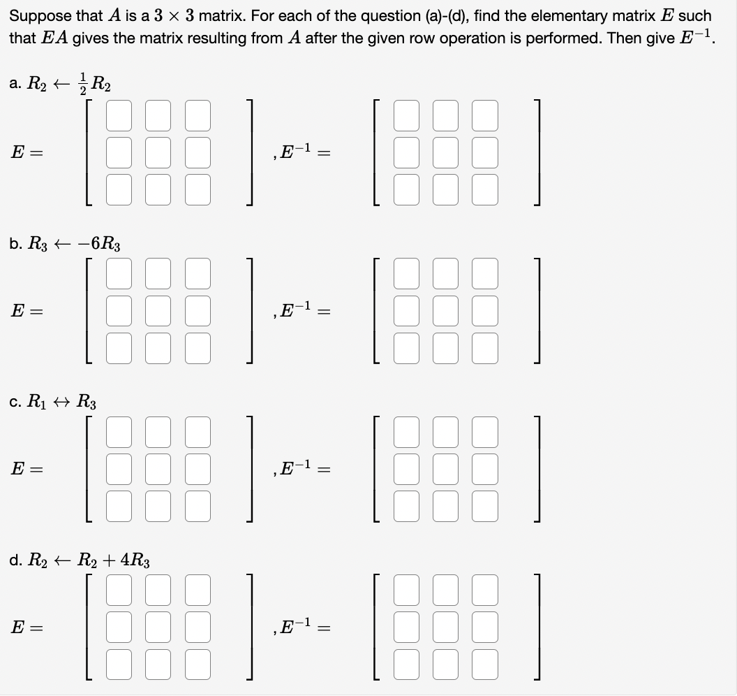 Solved Suppose that A is a 3×3 matrix. For each of the | Chegg.com