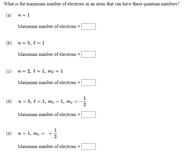 max number of electrons in n 5