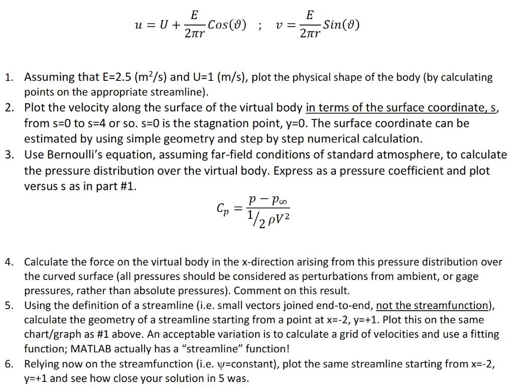 Solved The freestream velocity is U and the source strength | Chegg.com