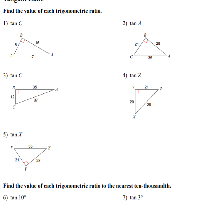 Solved tittle: Tangent Ratio Find the value of each | Chegg.com