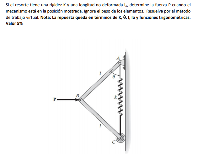 Solved If the spring has a stiffness K and an undeformed | Chegg.com