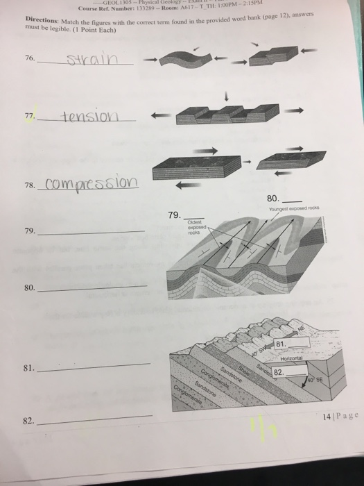 Solved Name: …-GEOL 1305-Physical Geology-Exam 11-Fall 2017 | Chegg.com