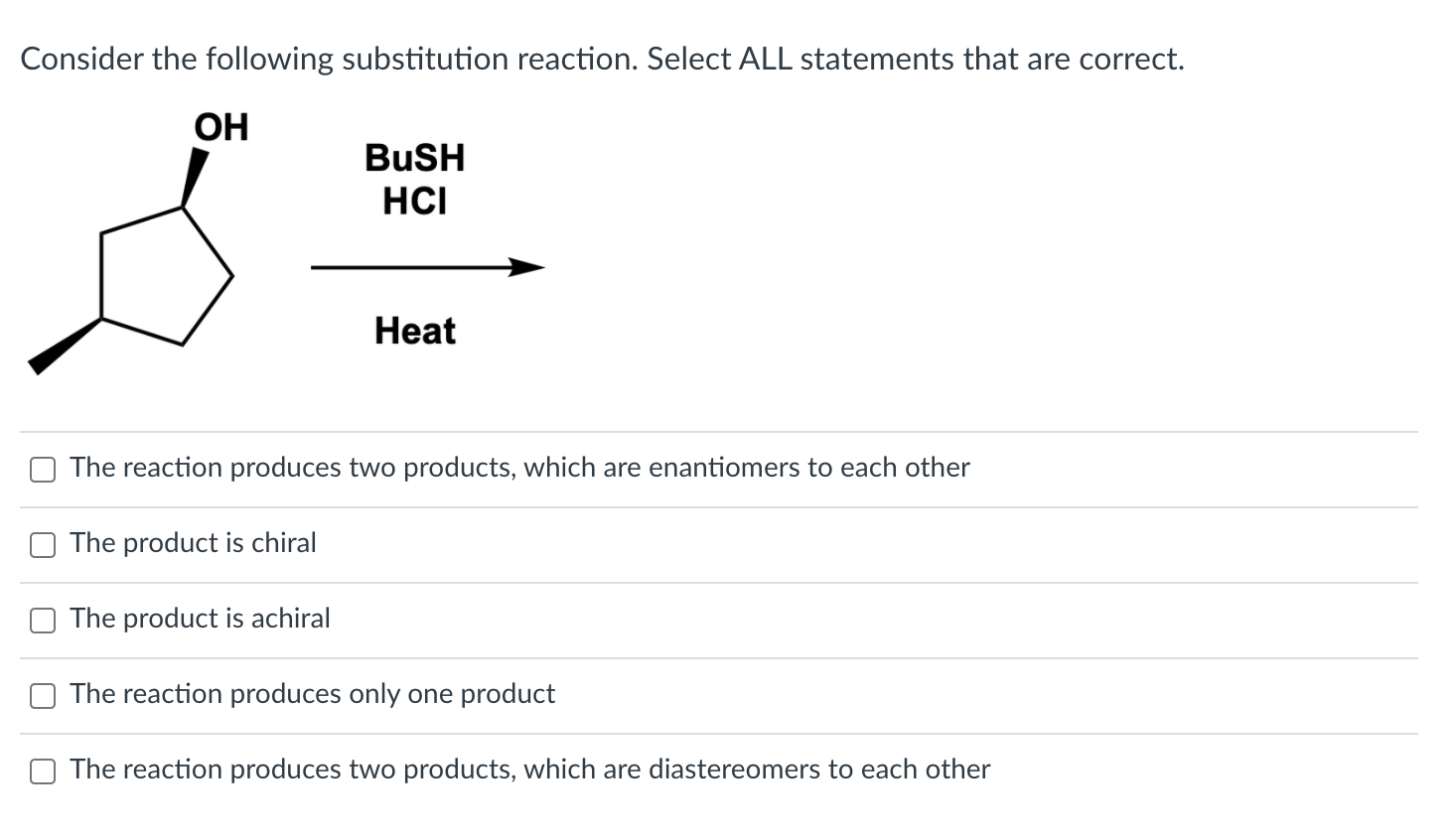 Solved Consider the following substitution reaction. Select | Chegg.com