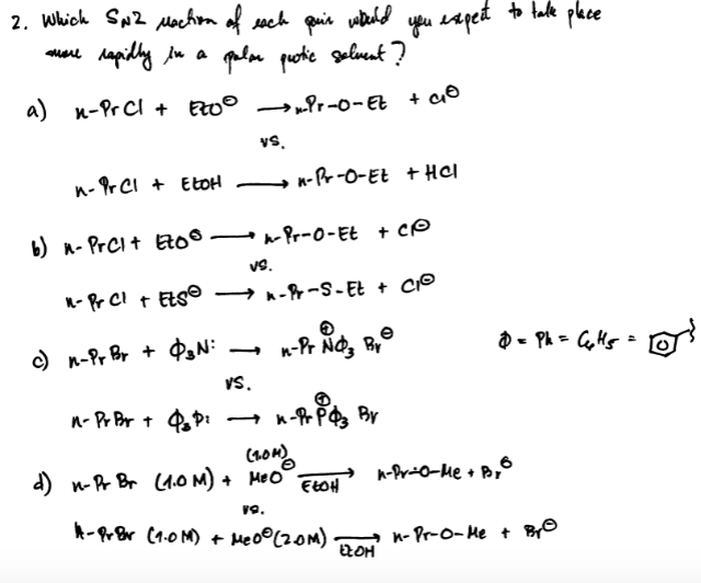 Solved Which SN2 reaction of each pair would you expect to | Chegg.com