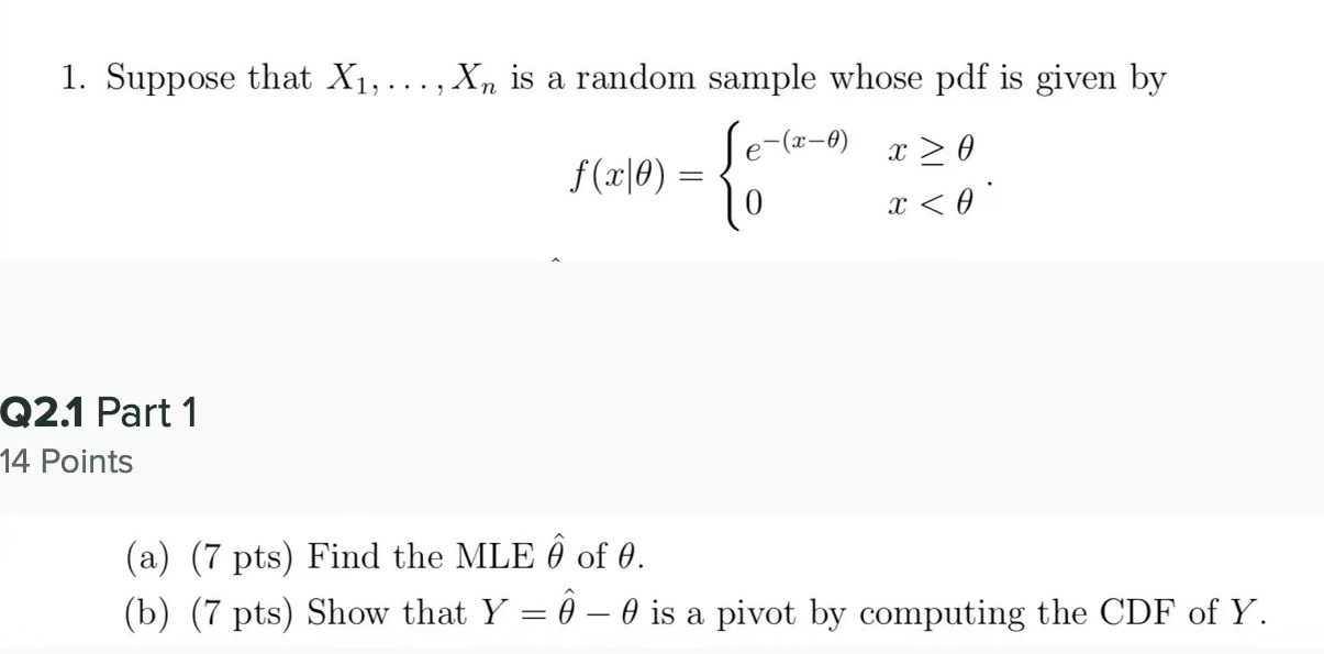 Solved 1 Suppose That X1 Is A Random Sample Wh Chegg Com