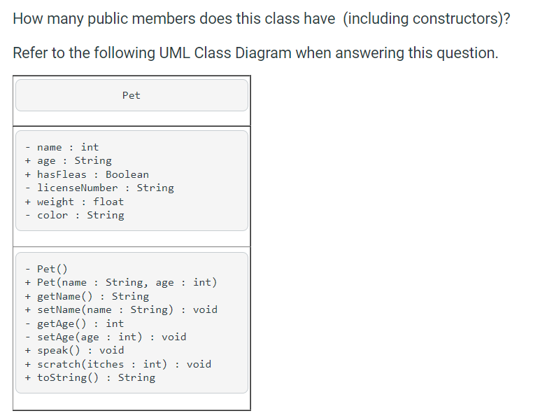 Solved How many public members does this class have | Chegg.com