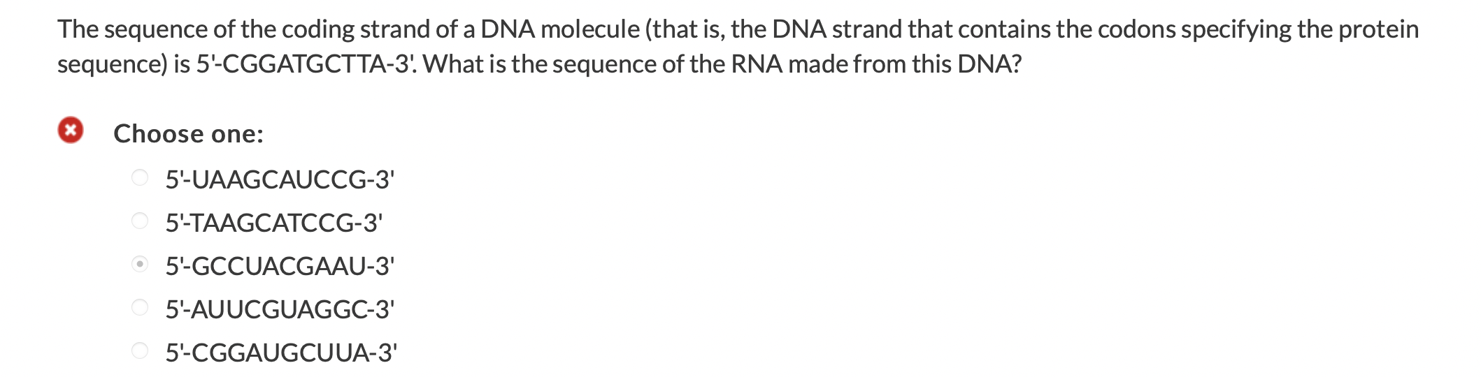 Solved The sequence of the coding strand of a DNA molecule | Chegg.com