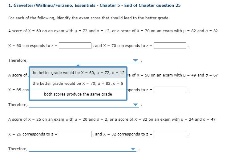 Solved 1 Gravetter Wallnau Forzano Essentials Chapter 5 Chegg