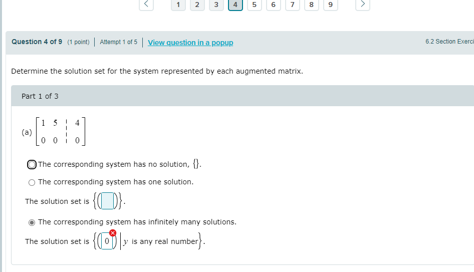 Solved 1 2 3 5 6 7 8 9 Question 4 of 9 (1 point) | Attempt 1 | Chegg.com