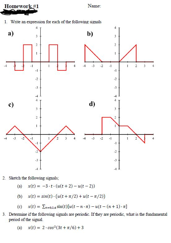 Solved Homework #1 Name: 1. Write an expression for each of | Chegg.com