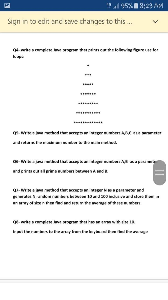 Solved 4G .d 95%18:23 AM Sign in to edit and save changes to | Chegg.com