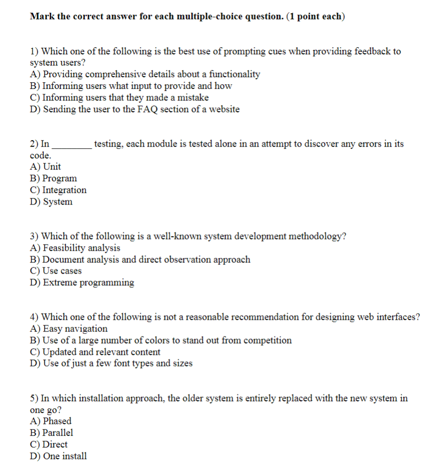 Solved Mark the correct answer for each multiple-choice | Chegg.com