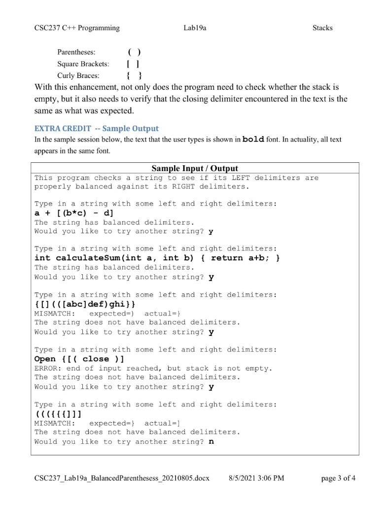 Solved CSC237 C++ Programming Lab19a Stacks This Lab | Chegg.com