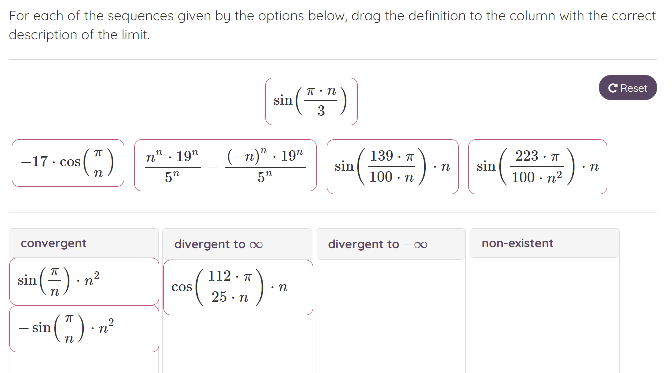 Solved For each of the sequences given by the options below, | Chegg.com