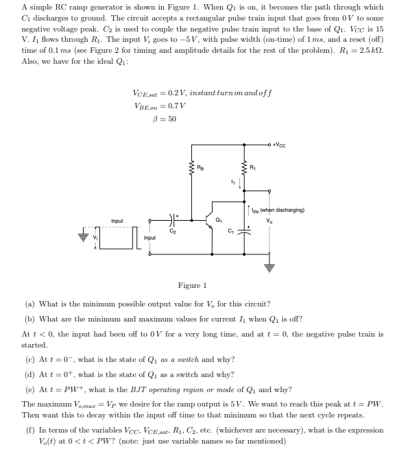 Solved A simple RC ramp generator is shown in Figure 1. When | Chegg.com