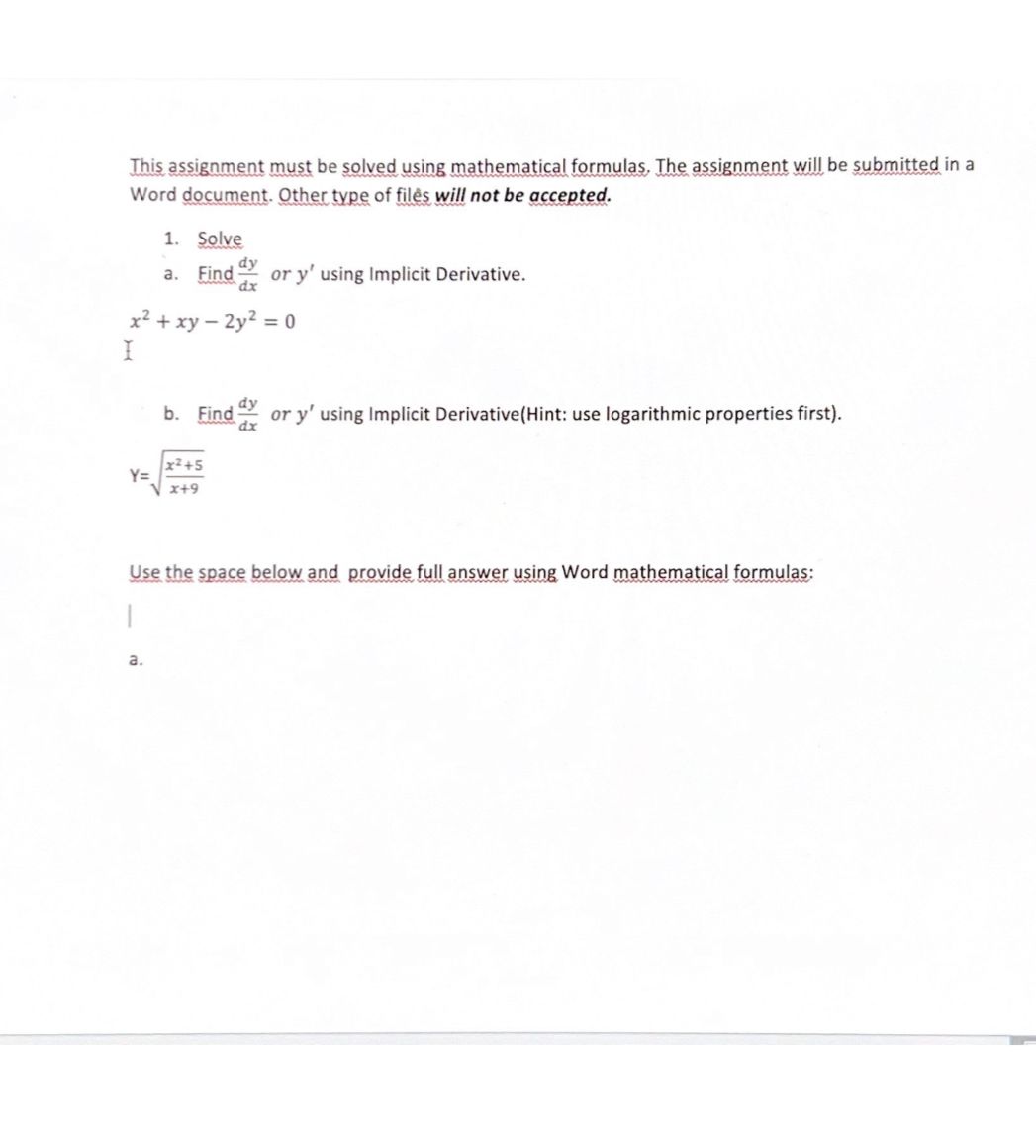 Solved This assignment must be solved using mathematical | Chegg.com