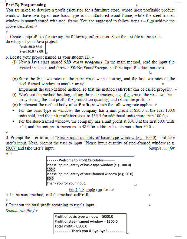 Solved Part B) Programming You are asked to develop a profit | Chegg.com