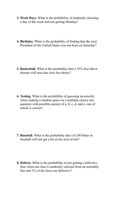 Solved C) Complementary Events. In each problem find the | Chegg.com