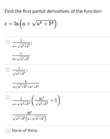 Solved Find the first partial derivatives of the function | Chegg.com