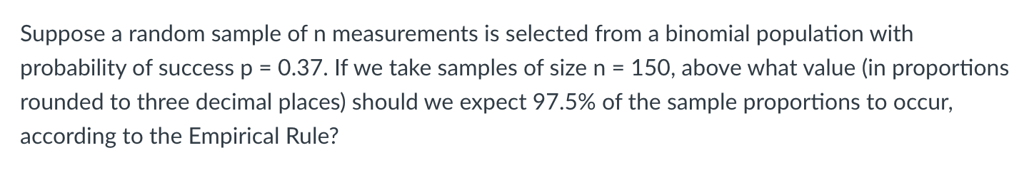 Solved Suppose a random sample of n measurements is selected | Chegg.com