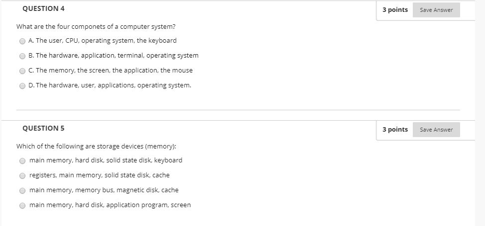 Solved QUESTION 4 3 points Save Answer What are the four | Chegg.com