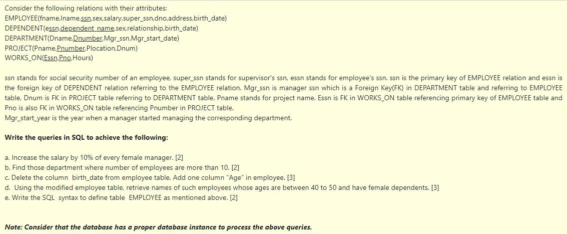 Solved Consider the following relations with their | Chegg.com