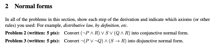Solved 2 ﻿Normal formsIn all of the problems in this | Chegg.com