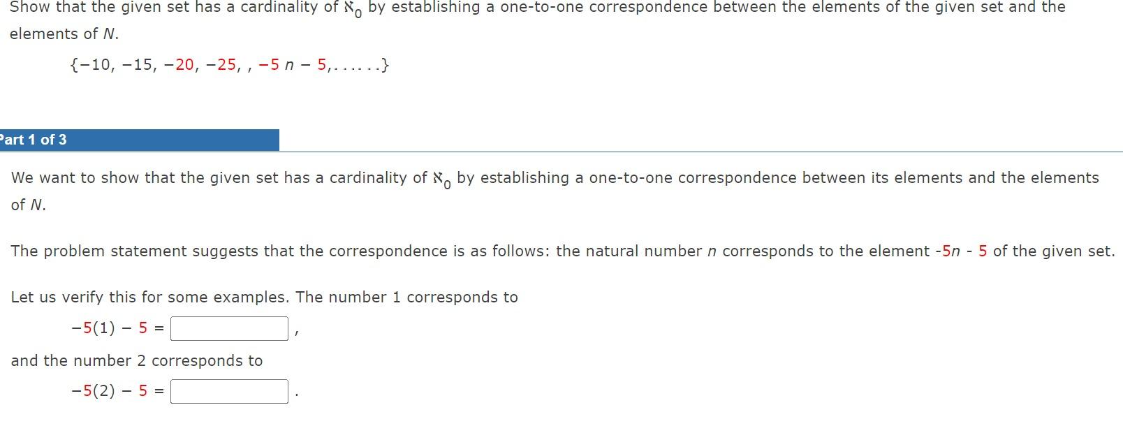 Show that the given set has a cardinality of \( \aleph_{0} \) by establishing a one-to-one correspondence between the element