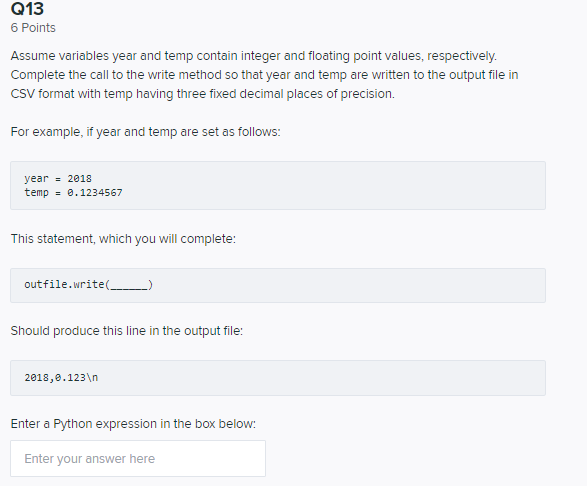 Solved Q15 6 Points Write a Python statement that removes | Chegg.com