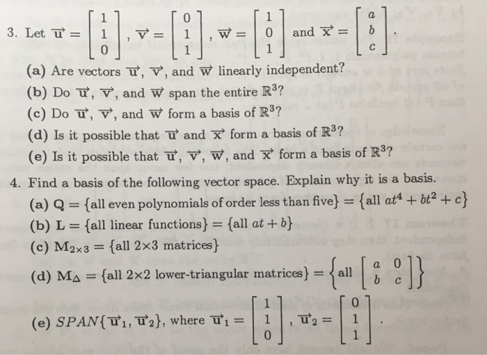 Solved Let u vector = [1 1 0], v vector = [0 1 1], w vector | Chegg.com