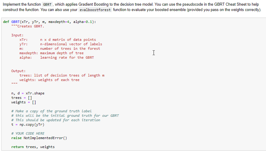 Solved Part One: Implement evalboostforest (Graded] CART | Chegg.com