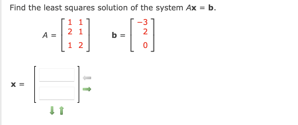 Solved Find the least squares solution of the system Ax=b. | Chegg.com