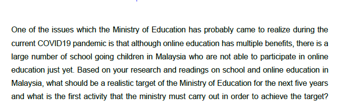 Solved One of the issues which the Ministry of Education has | Chegg.com