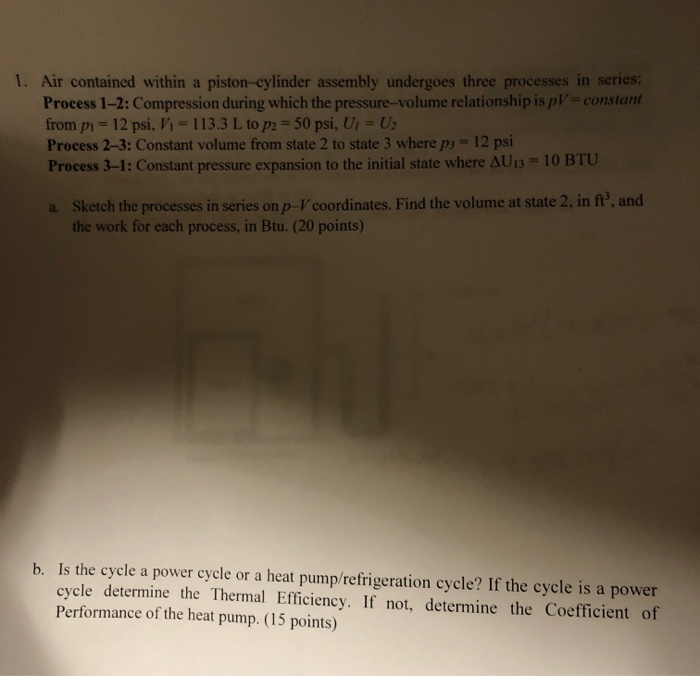 Solved Air contained within a pistoncylinder assembly