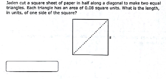 Solved Jaden cut a square sheet of paper in half along a | Chegg.com