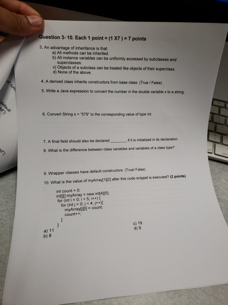 Solved uestion 3-10. Each 1 point (1 X7) 3. An advantage of | Chegg.com