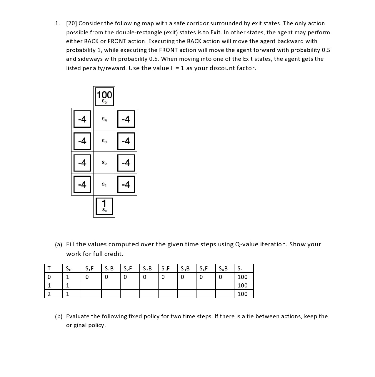 Solved 1. [20] Consider the following map with a safe | Chegg.com