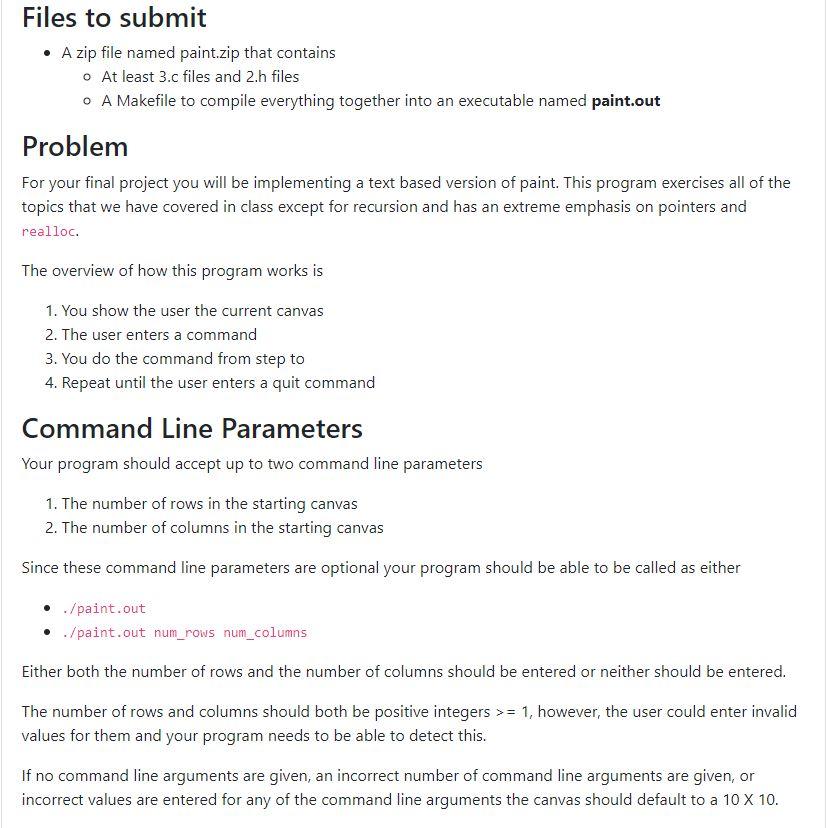 Solved Files to submit - A zip file named paint.zip that | Chegg.com