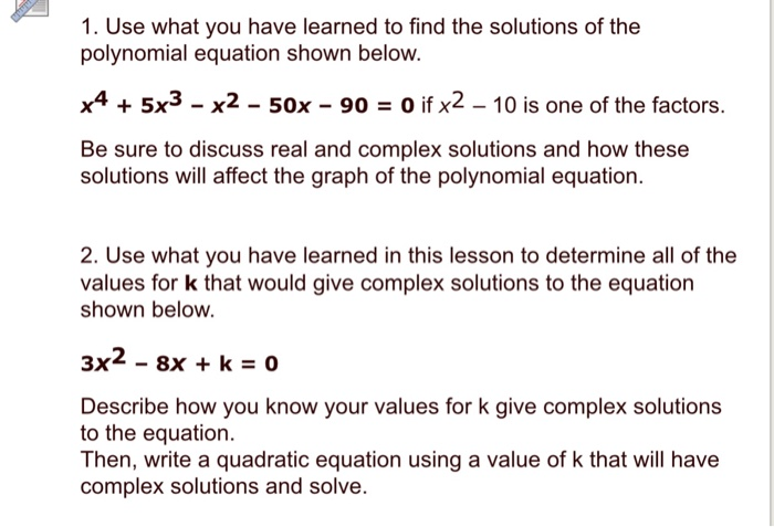 Complex Solutions Of Polynomial Equations Calculator - Tessshebaylo